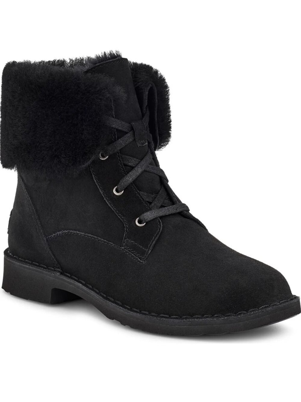 NEW UGG Weylyn Shearling Suede Lace-Up Boots, US 8, Black, New in Box